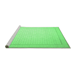 Sideview of Machine Washable Abstract Emerald Green Contemporary Area Rugs, wshcon497emgrn