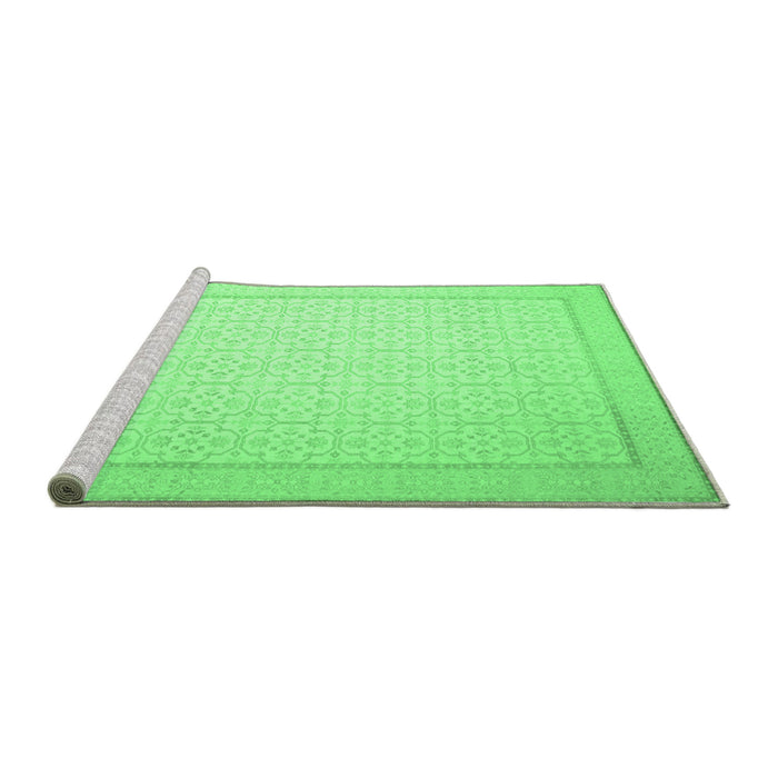 Sideview of Machine Washable Abstract Emerald Green Contemporary Area Rugs, wshcon497emgrn