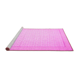 Sideview of Machine Washable Abstract Pink Contemporary Rug, wshcon497pnk