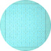 Round Abstract Light Blue Contemporary Rug, con497lblu