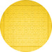 Round Machine Washable Abstract Yellow Contemporary Rug, wshcon497yw
