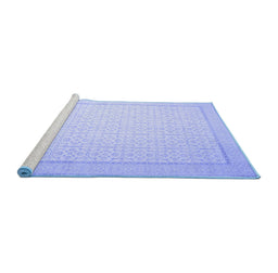 Sideview of Machine Washable Abstract Blue Contemporary Rug, wshcon497blu