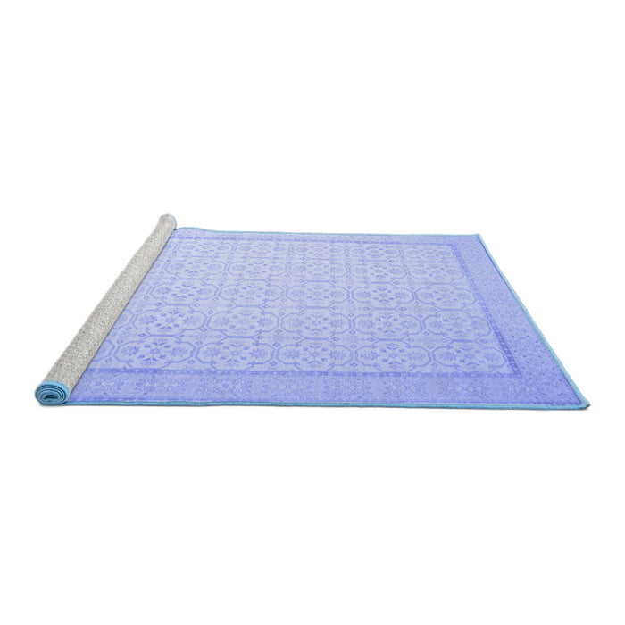 Sideview of Machine Washable Abstract Blue Contemporary Rug, wshcon497blu