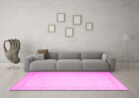 Machine Washable Abstract Pink Contemporary Rug, wshcon497pnk