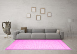 Machine Washable Abstract Pink Contemporary Rug in a Living Room, wshcon497pnk