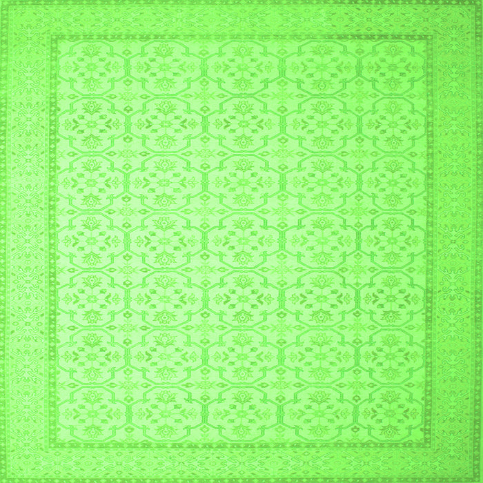 Round Machine Washable Abstract Green Contemporary Area Rugs, wshcon497grn