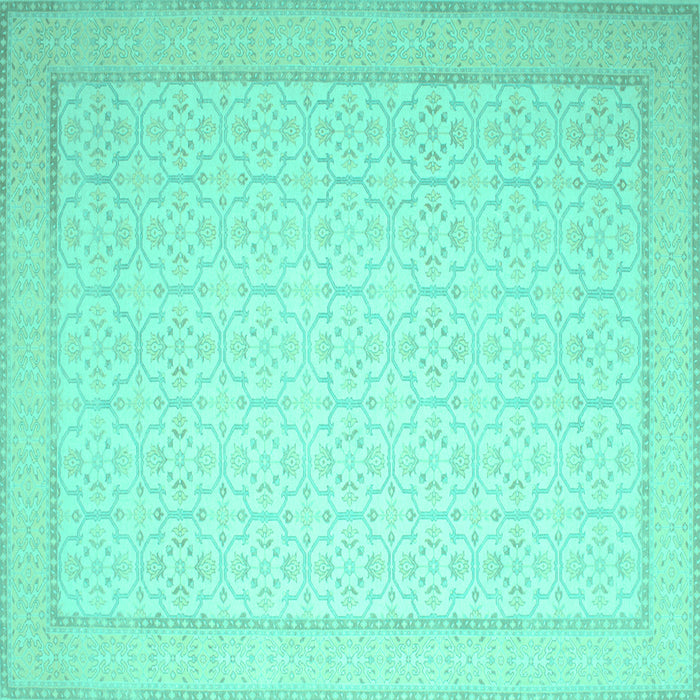 Square Abstract Turquoise Contemporary Rug, con497turq