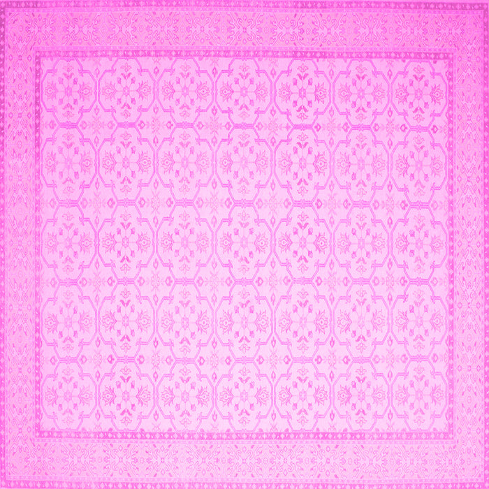 Square Machine Washable Abstract Pink Contemporary Rug, wshcon497pnk