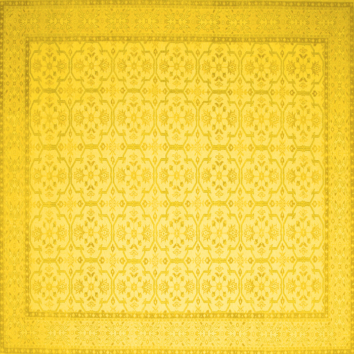 Square Abstract Yellow Contemporary Rug, con497yw