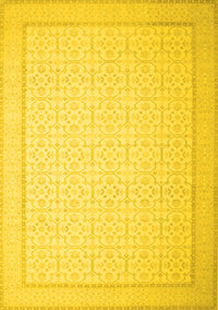 Abstract Yellow Contemporary Rug, con497yw