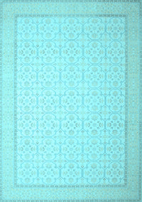 Abstract Light Blue Contemporary Rug, con497lblu