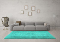 Machine Washable Abstract Turquoise Contemporary Rug, wshcon498turq