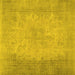 Square Machine Washable Abstract Yellow Contemporary Rug, wshcon498yw