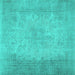 Square Abstract Turquoise Contemporary Rug, con498turq