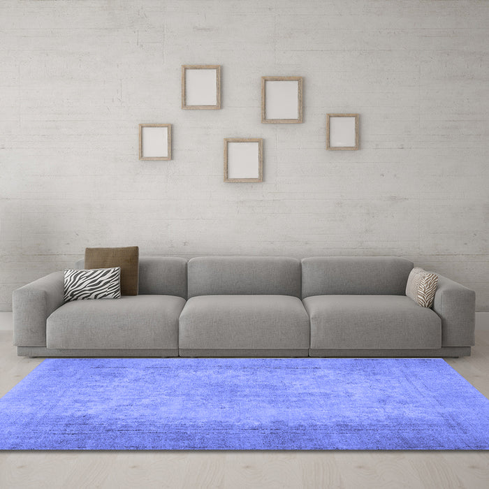 Machine Washable Abstract Blue Contemporary Rug in a Living Room, wshcon498blu
