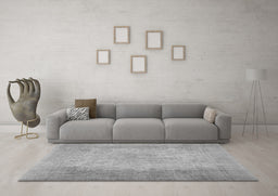Machine Washable Abstract Gray Contemporary Rug in a Living Room,, wshcon498gry