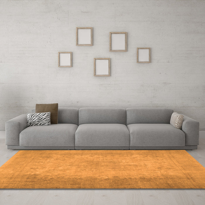 Machine Washable Abstract Orange Contemporary Area Rugs in a Living Room, wshcon498org