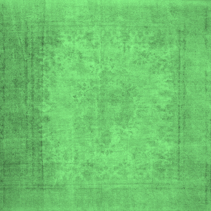 Square Machine Washable Abstract Emerald Green Contemporary Area Rugs, wshcon498emgrn