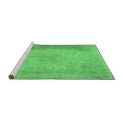Sideview of Machine Washable Abstract Emerald Green Contemporary Area Rugs, wshcon498emgrn