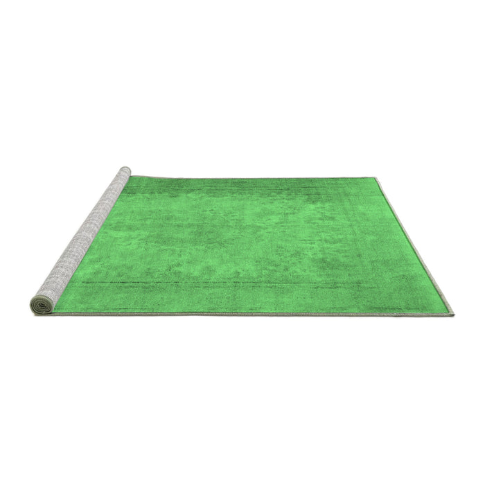 Sideview of Machine Washable Abstract Emerald Green Contemporary Area Rugs, wshcon498emgrn