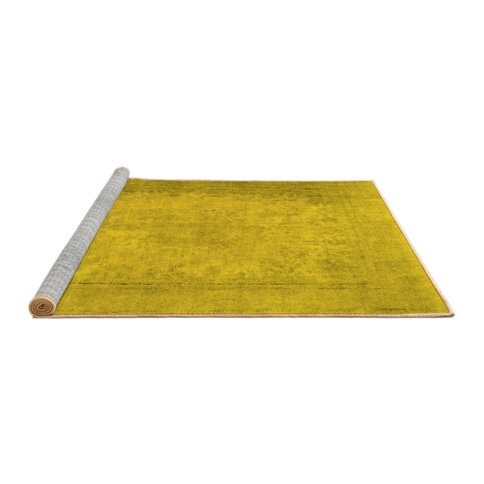 Sideview of Machine Washable Abstract Yellow Contemporary Rug, wshcon498yw
