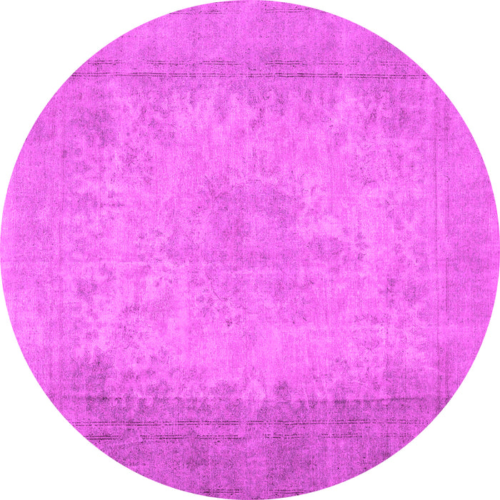 Round Abstract Pink Contemporary Rug, con498pnk