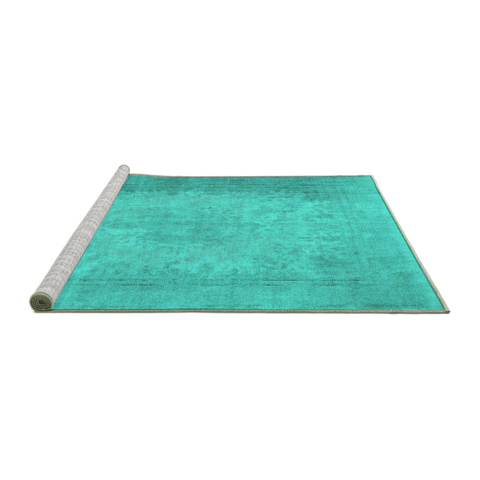 Sideview of Machine Washable Abstract Turquoise Contemporary Area Rugs, wshcon498turq