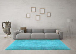 Machine Washable Abstract Light Blue Contemporary Rug in a Living Room, wshcon498lblu