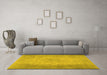 Machine Washable Abstract Yellow Contemporary Rug in a Living Room, wshcon498yw