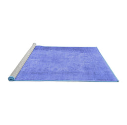 Sideview of Machine Washable Abstract Blue Contemporary Rug, wshcon498blu