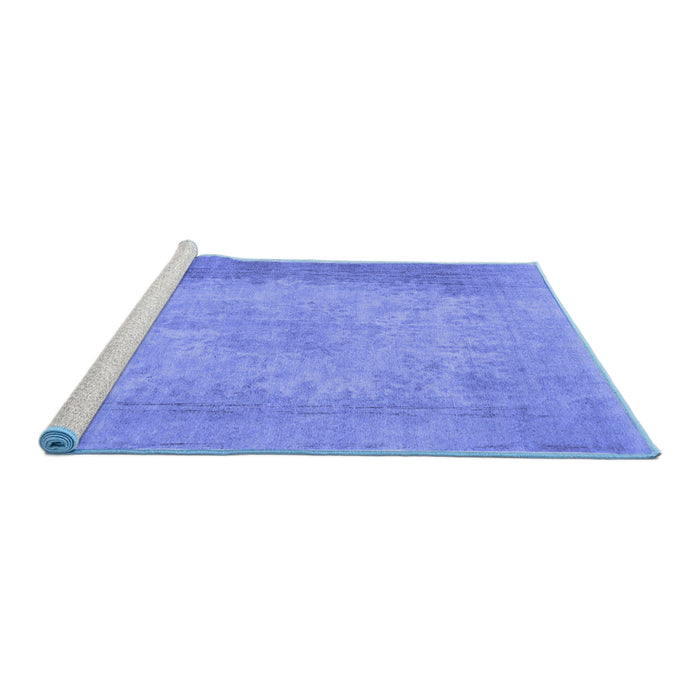 Sideview of Machine Washable Abstract Blue Contemporary Rug, wshcon498blu