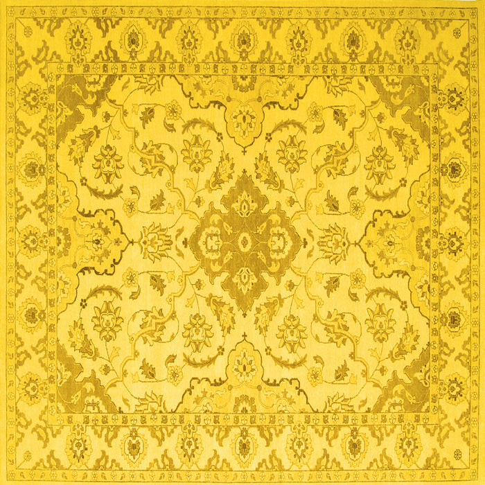 Square Machine Washable Abstract Yellow Contemporary Rug, wshcon499yw