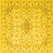 Square Machine Washable Abstract Yellow Contemporary Rug, wshcon499yw