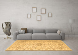 Machine Washable Abstract Brown Contemporary Rug in a Living Room,, wshcon499brn