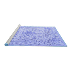 Sideview of Machine Washable Abstract Blue Contemporary Rug, wshcon499blu