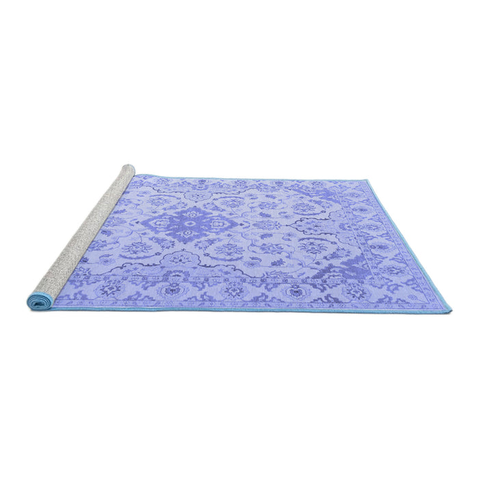 Sideview of Machine Washable Abstract Blue Contemporary Rug, wshcon499blu