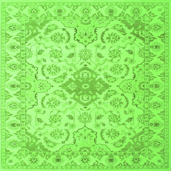 Round Machine Washable Abstract Green Contemporary Area Rugs, wshcon499grn