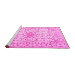 Sideview of Machine Washable Abstract Pink Contemporary Rug, wshcon499pnk