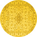 Round Abstract Yellow Contemporary Rug, con499yw