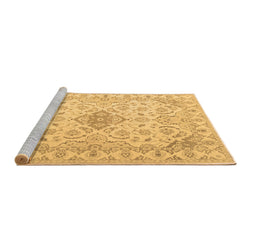 Sideview of Machine Washable Abstract Brown Contemporary Rug, wshcon499brn
