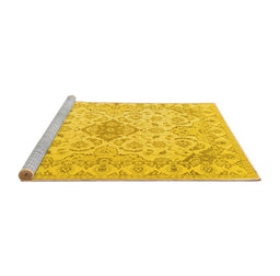 Sideview of Machine Washable Abstract Yellow Contemporary Rug, wshcon499yw