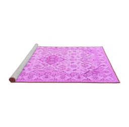 Sideview of Machine Washable Abstract Purple Contemporary Area Rugs, wshcon499pur