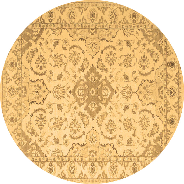 Round Abstract Brown Contemporary Rug, con499brn