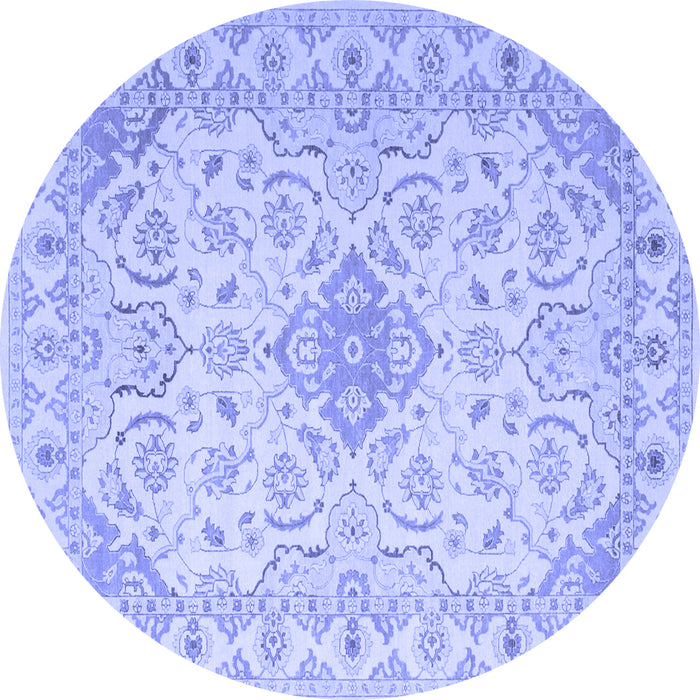 Round Abstract Blue Contemporary Rug, con499blu