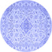 Round Abstract Blue Contemporary Rug, con499blu