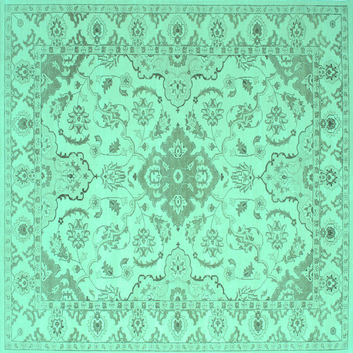 Square Abstract Turquoise Contemporary Rug, con499turq