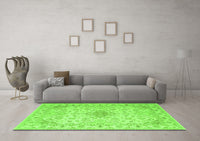 Machine Washable Abstract Green Contemporary Rug, wshcon499grn