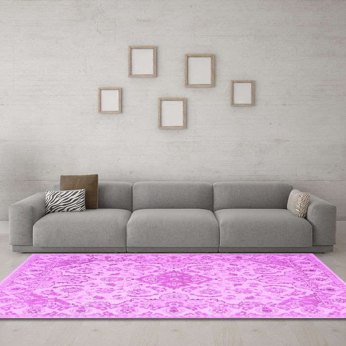 Machine Washable Abstract Purple Contemporary Area Rugs in a Living Room, wshcon499pur