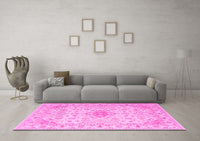 Machine Washable Abstract Pink Contemporary Rug, wshcon499pnk