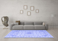 Machine Washable Abstract Blue Contemporary Rug, wshcon499blu